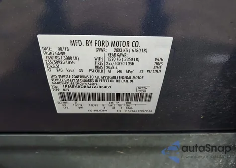 2018 Ford Explorer Xlt z USA, uszkodzony, nr VIN 1FM5K8D88JGC83461